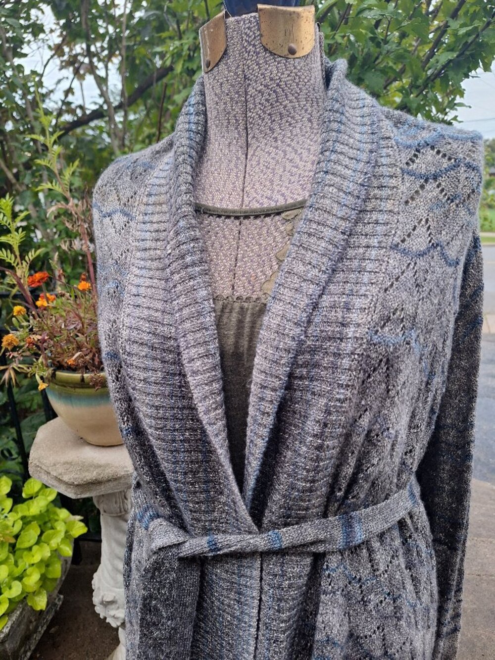 Buffalo Granola Hippie Cardigan Gray Blue Sweater